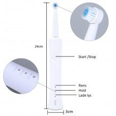 Vandtæt genopladeligt elektrisk tandbørste med 2 hoveder oral hygiejne tandpleje ultralyd 