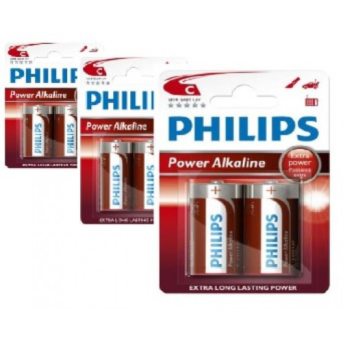 Philips Power Alkaline C Baby batterier 6 stk. 
